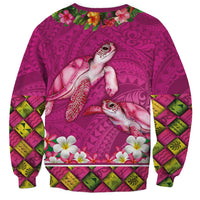 Hawaiian Lei Turtle and Plumeria Sweatshirt Polynerian Art Tattoo-Plum Pink Color LT03 - Polynesian Pride