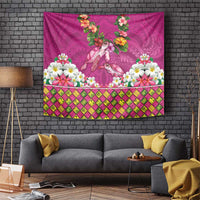 Hawaiian Lei Turtle and Plumeria Tapestry Polynerian Art Tattoo-Plum Pink Color
