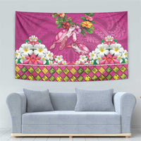 Hawaiian Lei Turtle and Plumeria Tapestry Polynerian Art Tattoo-Plum Pink Color