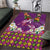 Hawaiian Lei Turtle and Plumeria Area Rug Polynerian Art Tattoo-Mauve Color