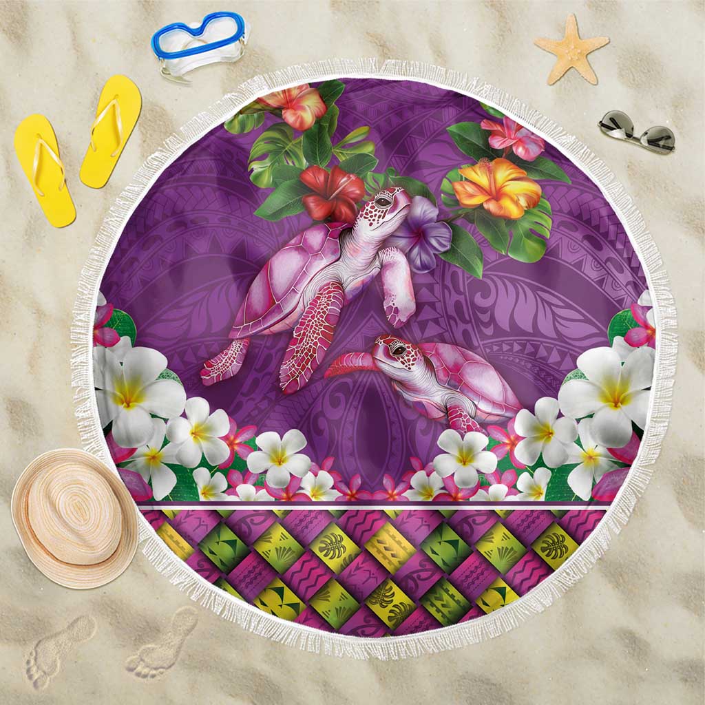 Hawaiian Lei Turtle and Plumeria Beach Blanket Polynerian Art Tattoo-Mauve Color LT03 One Size 150cm Purple - Polynesian Pride