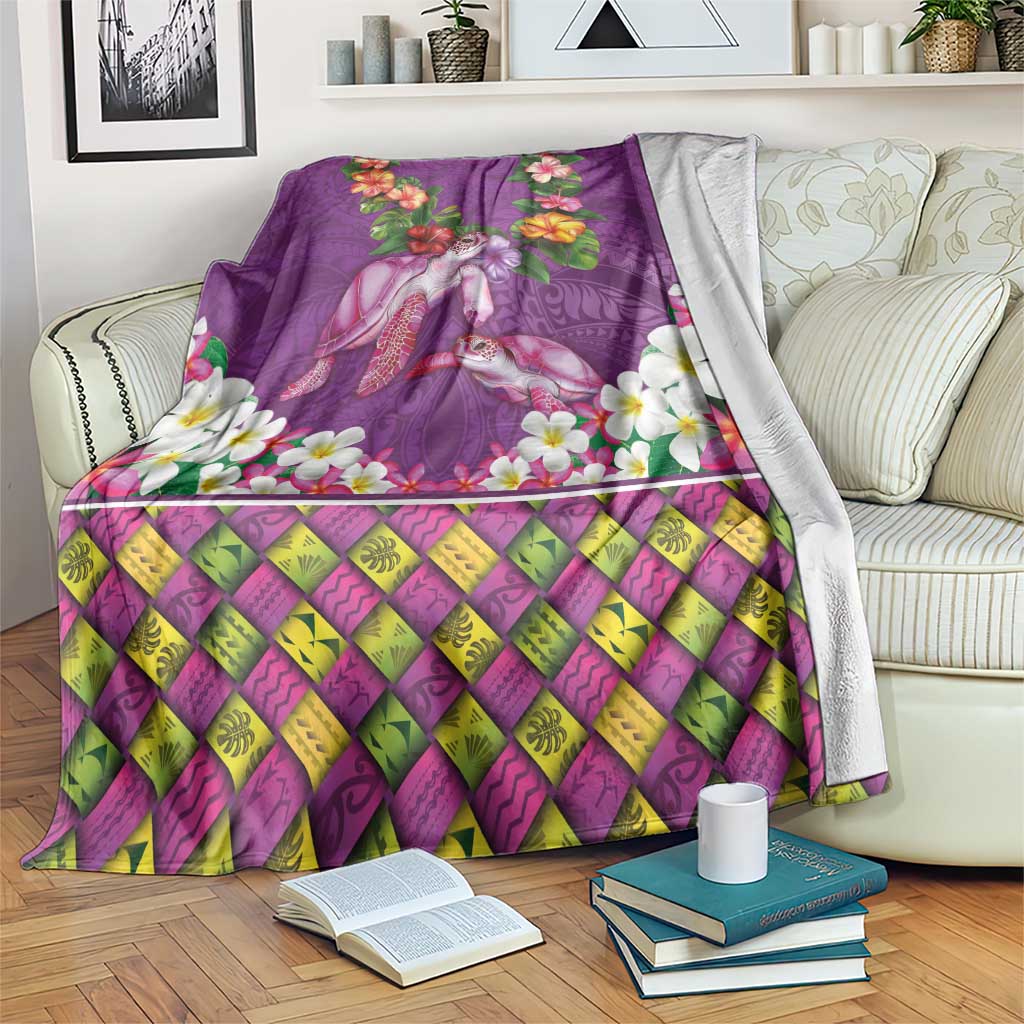 Hawaiian Lei Turtle and Plumeria Blanket Polynerian Art Tattoo-Mauve Color LT03 Purple - Polynesian Pride