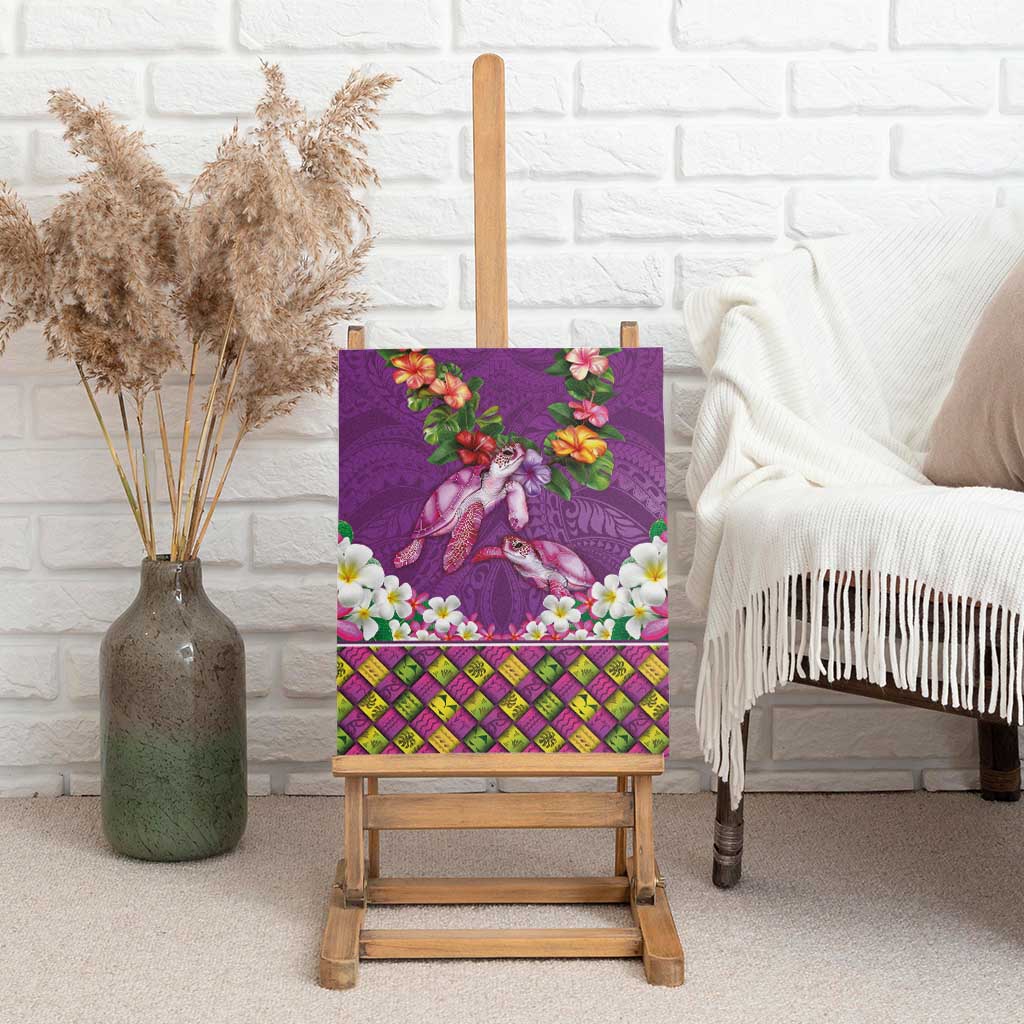 Hawaiian Lei Turtle and Plumeria Canvas Wall Art Polynerian Art Tattoo-Mauve Color LT03 - Polynesian Pride