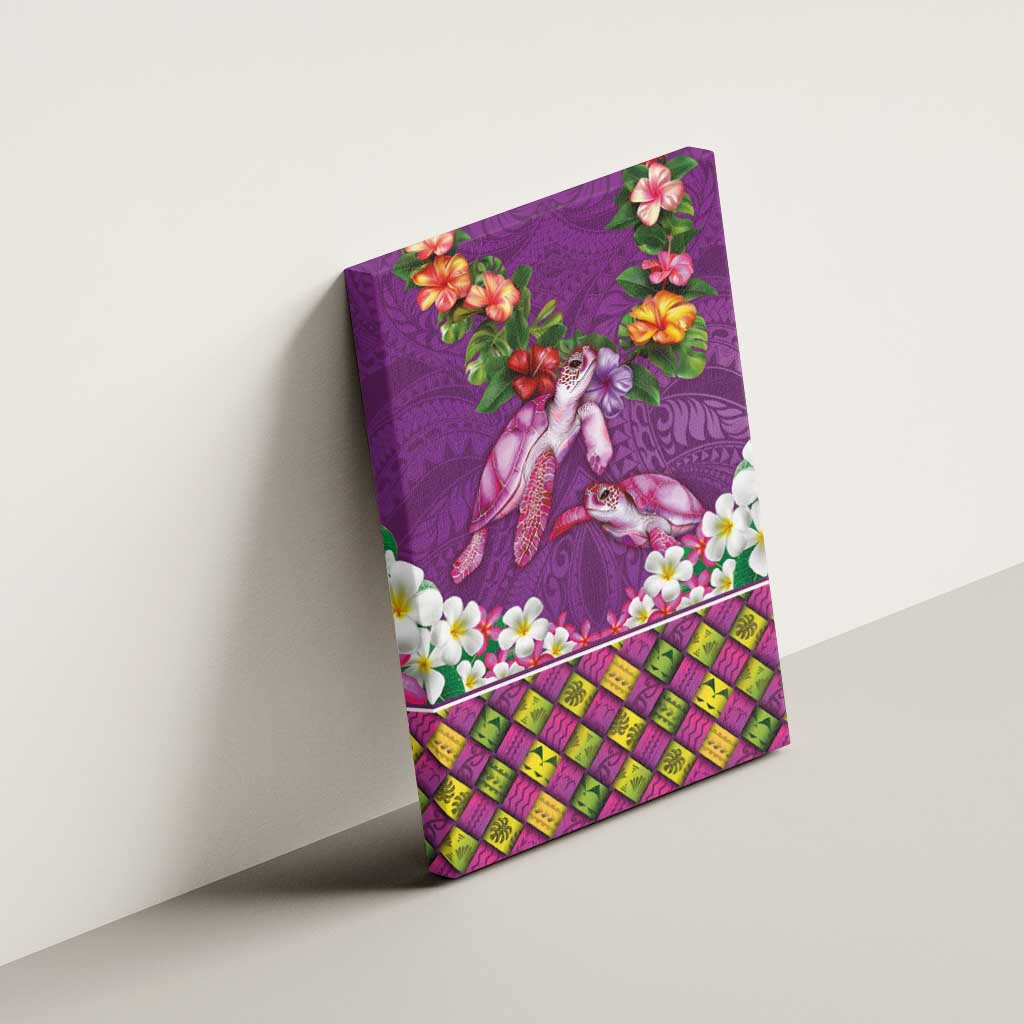 Hawaiian Lei Turtle and Plumeria Canvas Wall Art Polynerian Art Tattoo-Mauve Color LT03 - Polynesian Pride