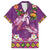 Hawaiian Lei Turtle and Plumeria Family Matching Off Shoulder Maxi Dress and Hawaiian Shirt Polynerian Art Tattoo-Mauve Color