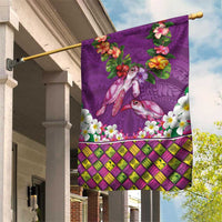 Hawaiian Lei Turtle and Plumeria Garden Flag Polynerian Art Tattoo-Mauve Color LT03 House Flag Purple - Polynesian Pride