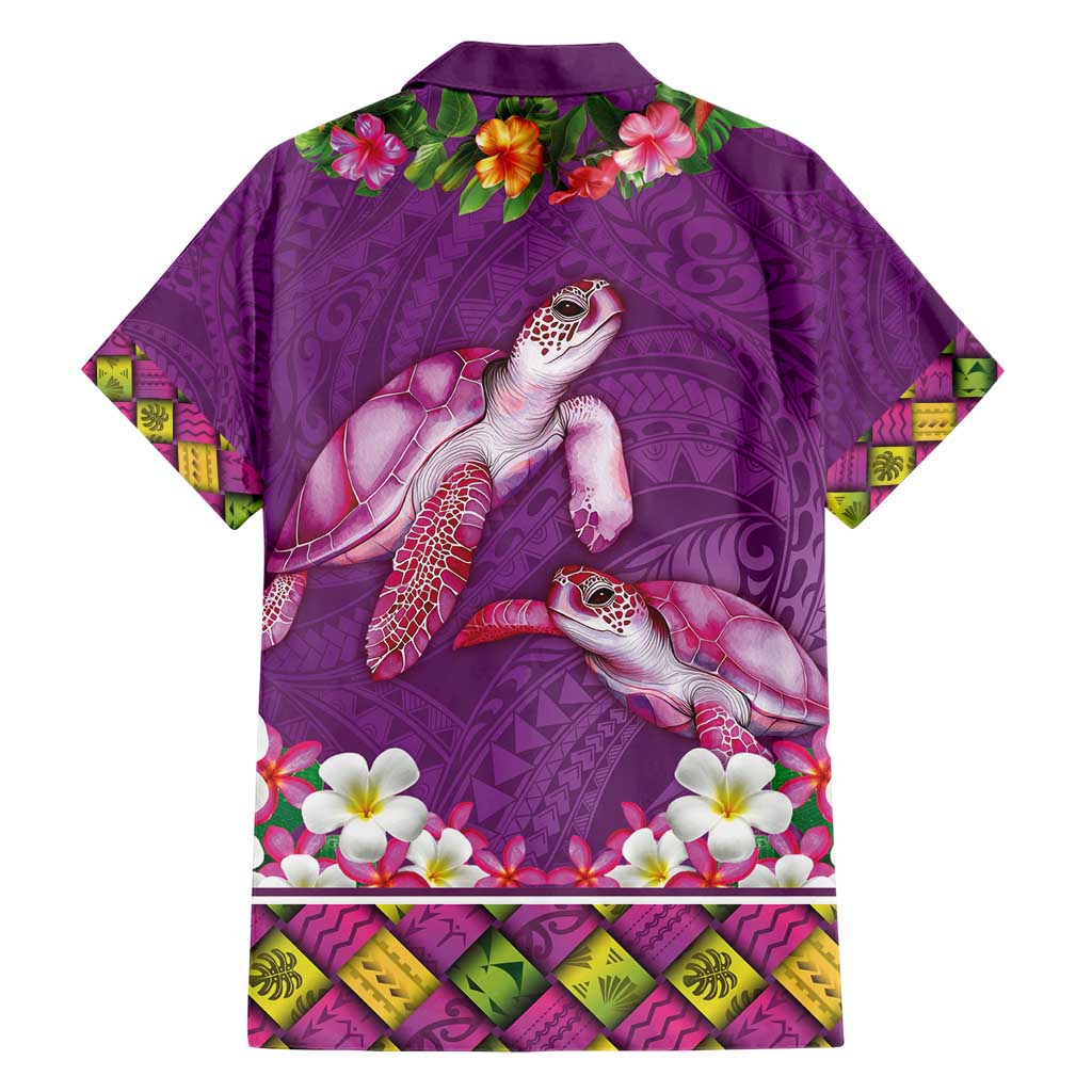 Hawaiian Lei Turtle and Plumeria Hawaiian Shirt Polynerian Art Tattoo-Mauve Color