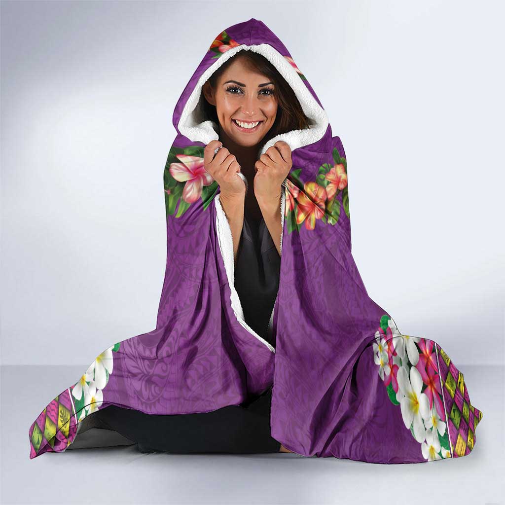 Hawaiian Lei Turtle and Plumeria Hooded Blanket Polynerian Art Tattoo-Mauve Color LT03 - Polynesian Pride
