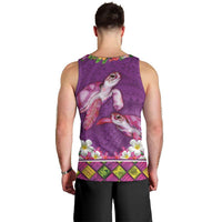 Hawaiian Lei Turtle and Plumeria Men Tank Top Polynerian Art Tattoo-Mauve Color LT03 - Polynesian Pride