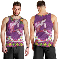 Hawaiian Lei Turtle and Plumeria Men Tank Top Polynerian Art Tattoo-Mauve Color LT03 - Polynesian Pride