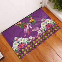 Hawaiian Lei Turtle and Plumeria Rubber Doormat Polynerian Art Tattoo-Mauve Color LT03 - Polynesian Pride