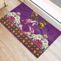 Hawaiian Lei Turtle and Plumeria Rubber Doormat Polynerian Art Tattoo-Mauve Color LT03 - Polynesian Pride