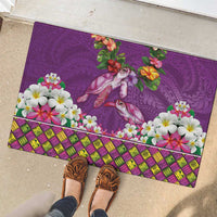 Hawaiian Lei Turtle and Plumeria Rubber Doormat Polynerian Art Tattoo-Mauve Color LT03 - Polynesian Pride