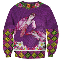 Hawaiian Lei Turtle and Plumeria Sweatshirt Polynerian Art Tattoo-Mauve Color LT03 - Polynesian Pride