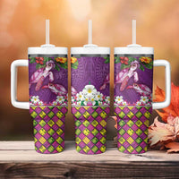 Hawaiian Lei Turtle and Plumeria Tumbler With Handle Polynerian Art Tattoo-Mauve Color LT03 - Polynesian Pride