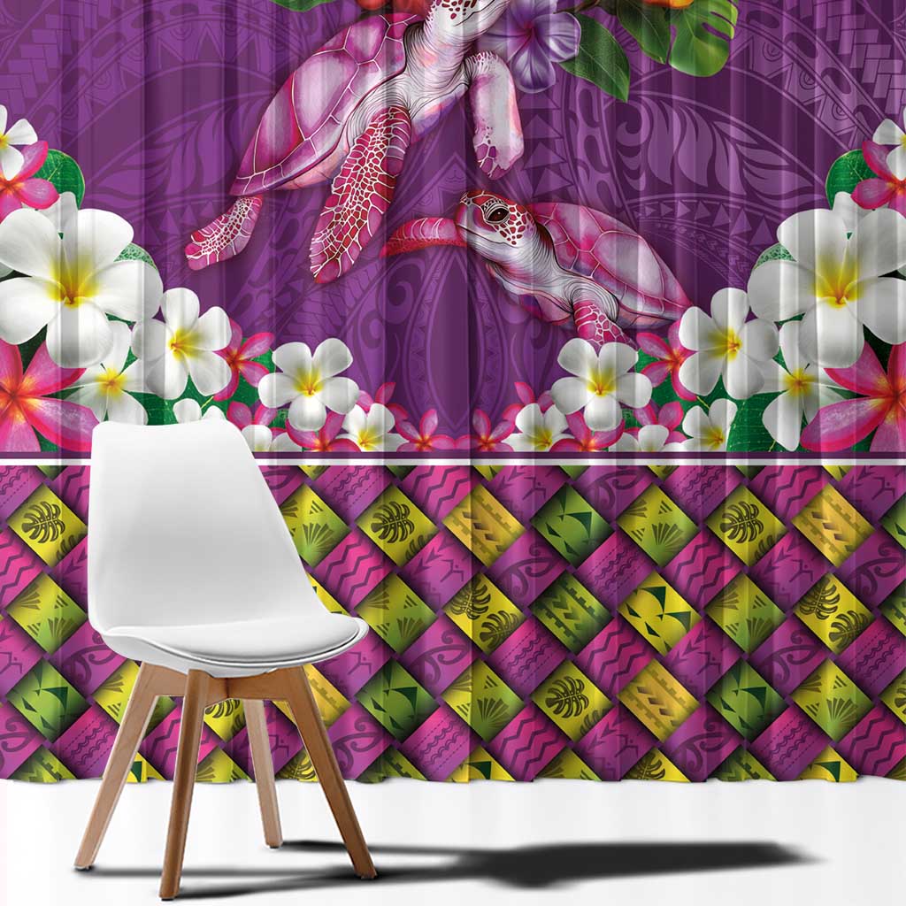 Hawaiian Lei Turtle and Plumeria Window Curtain Polynerian Art Tattoo-Mauve Color LT03 - Polynesian Pride