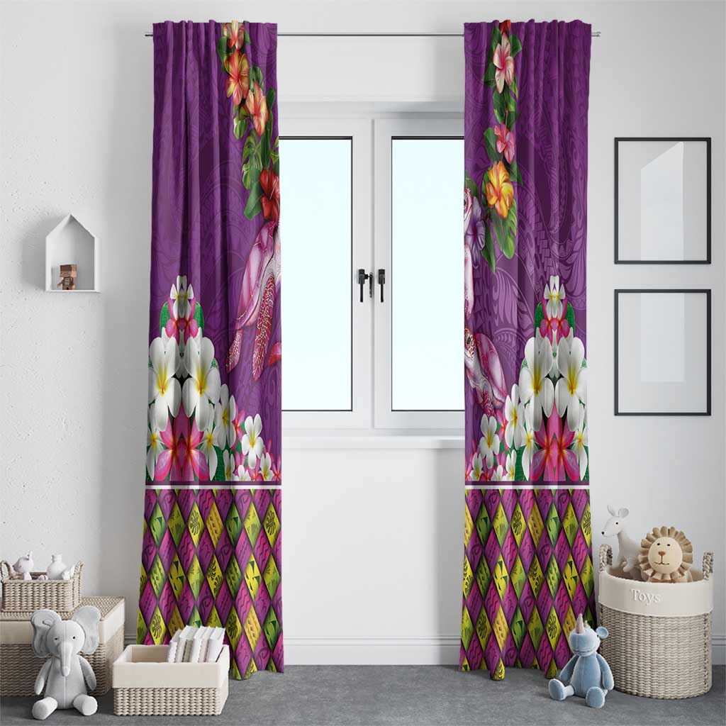 Hawaiian Lei Turtle and Plumeria Window Curtain Polynerian Art Tattoo-Mauve Color LT03 - Polynesian Pride