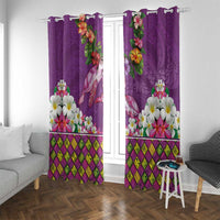 Hawaiian Lei Turtle and Plumeria Window Curtain Polynerian Art Tattoo-Mauve Color LT03 With Grommets Purple - Polynesian Pride