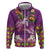 Hawaiian Lei Turtle and Plumeria Zip Hoodie Polynerian Art Tattoo-Mauve Color