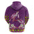 Hawaiian Lei Turtle and Plumeria Zip Hoodie Polynerian Art Tattoo-Mauve Color