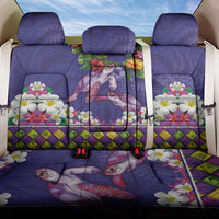 Hawaiian Lei Turtle and Plumeria Back Car Seat Cover Polynerian Art Tattoo-Navy Color