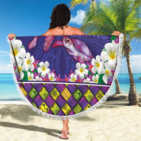 Hawaiian Lei Turtle and Plumeria Beach Blanket Polynerian Art Tattoo-Navy Color LT03 - Polynesian Pride