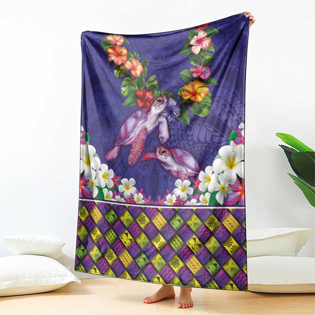 Hawaiian Lei Turtle and Plumeria Blanket Polynerian Art Tattoo-Navy Color LT03 - Polynesian Pride