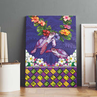 Hawaiian Lei Turtle and Plumeria Canvas Wall Art Polynerian Art Tattoo-Navy Color LT03 - Polynesian Pride