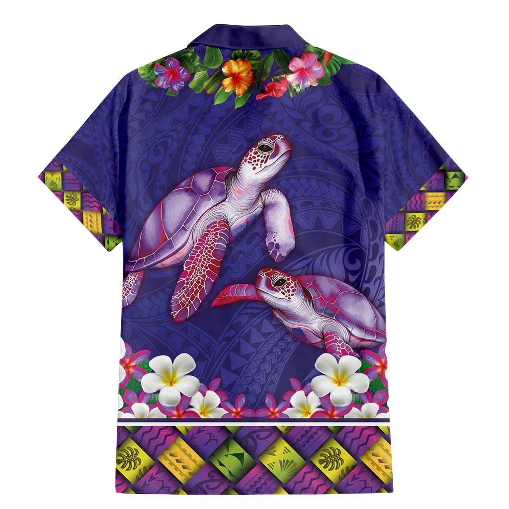 Hawaiian Lei Turtle and Plumeria Family Matching Mermaid Dress and Hawaiian Shirt Polynerian Art Tattoo-Navy Color