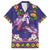 Hawaiian Lei Turtle and Plumeria Family Matching Off Shoulder Maxi Dress and Hawaiian Shirt Polynerian Art Tattoo-Navy Color