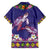 Hawaiian Lei Turtle and Plumeria Family Matching Off Shoulder Maxi Dress and Hawaiian Shirt Polynerian Art Tattoo-Navy Color