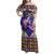 Hawaiian Lei Turtle and Plumeria Family Matching Off Shoulder Maxi Dress and Hawaiian Shirt Polynerian Art Tattoo-Navy Color