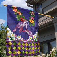 Hawaiian Lei Turtle and Plumeria Garden Flag Polynerian Art Tattoo-Navy Color LT03 - Polynesian Pride