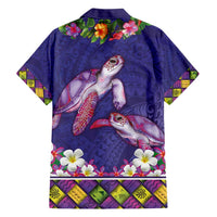 Hawaiian Lei Turtle and Plumeria Hawaiian Shirt Polynerian Art Tattoo-Navy Color LT03 - Polynesian Pride