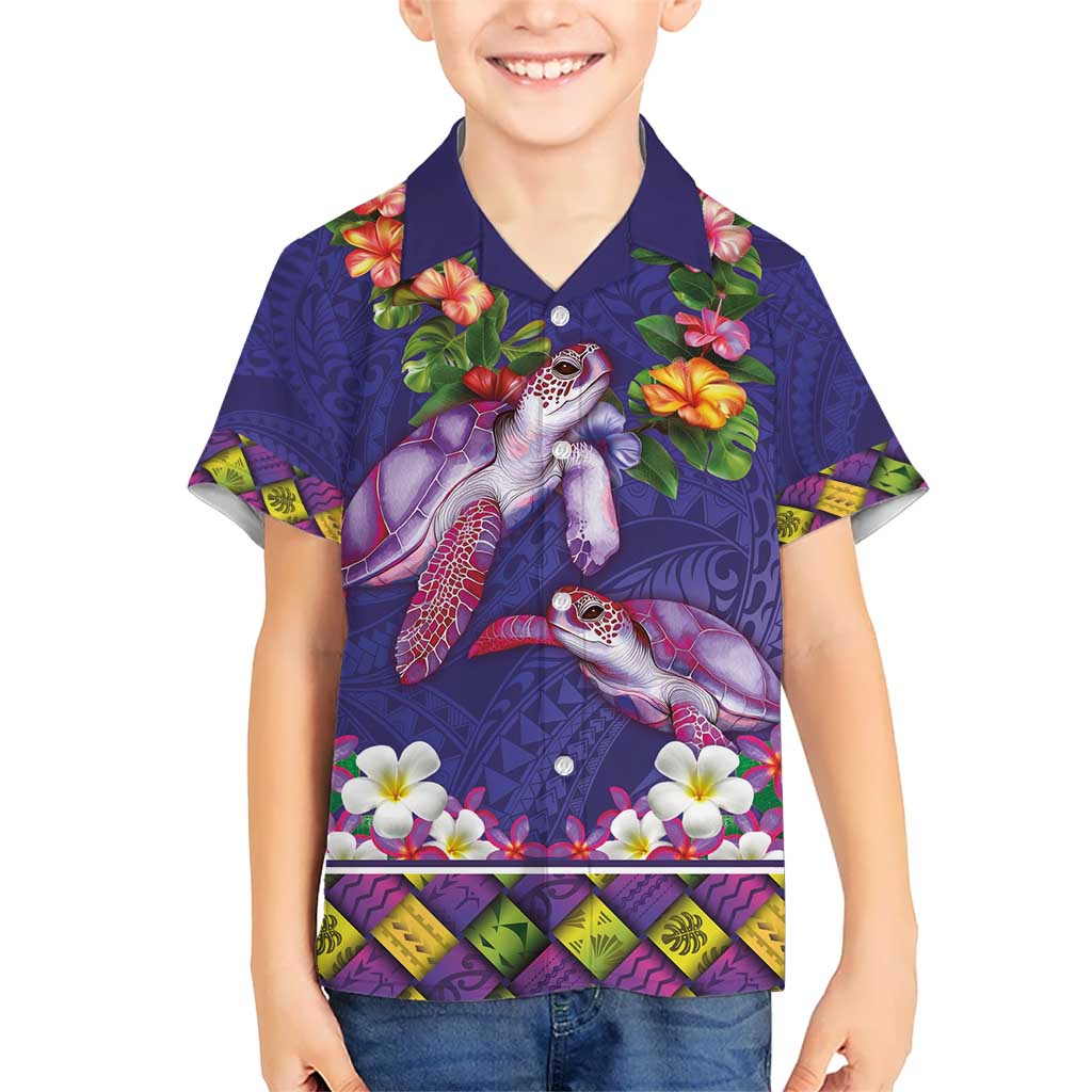 Hawaiian Lei Turtle and Plumeria Hawaiian Shirt Polynerian Art Tattoo-Navy Color LT03 - Polynesian Pride