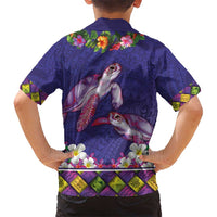 Hawaiian Lei Turtle and Plumeria Hawaiian Shirt Polynerian Art Tattoo-Navy Color LT03 - Polynesian Pride
