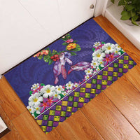 Hawaiian Lei Turtle and Plumeria Rubber Doormat Polynerian Art Tattoo-Navy Color LT03 - Polynesian Pride