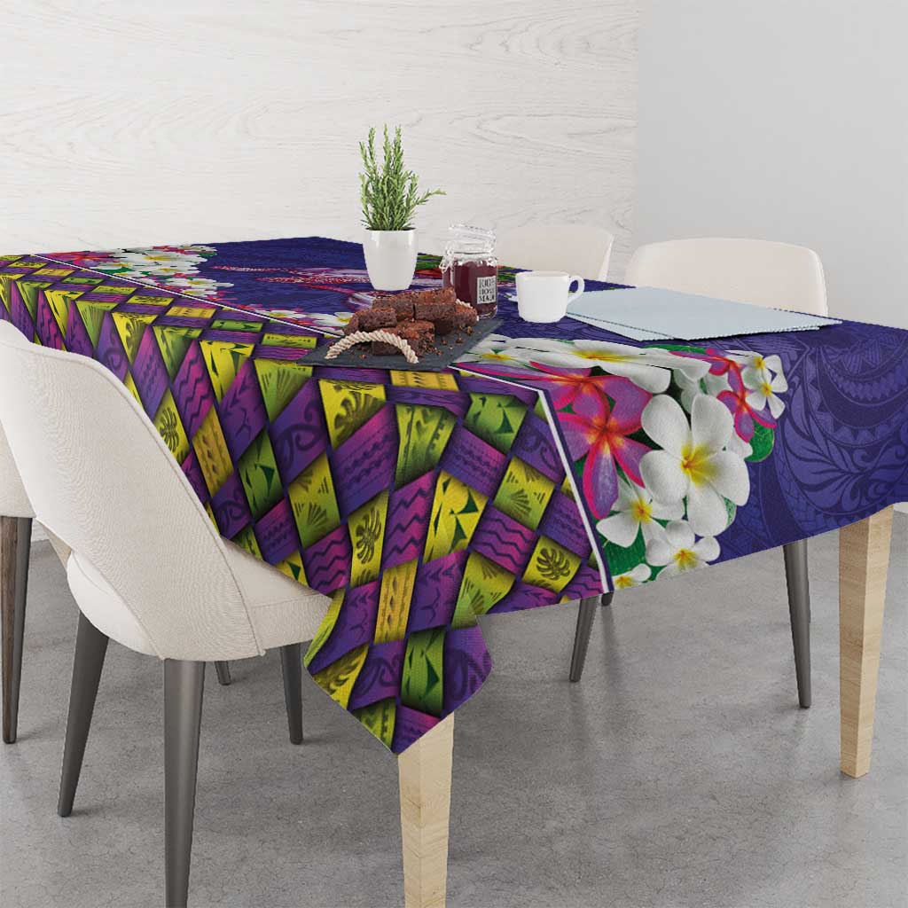 Hawaiian Lei Turtle and Plumeria Tablecloth Polynerian Art Tattoo-Navy Color LT03 - Polynesian Pride