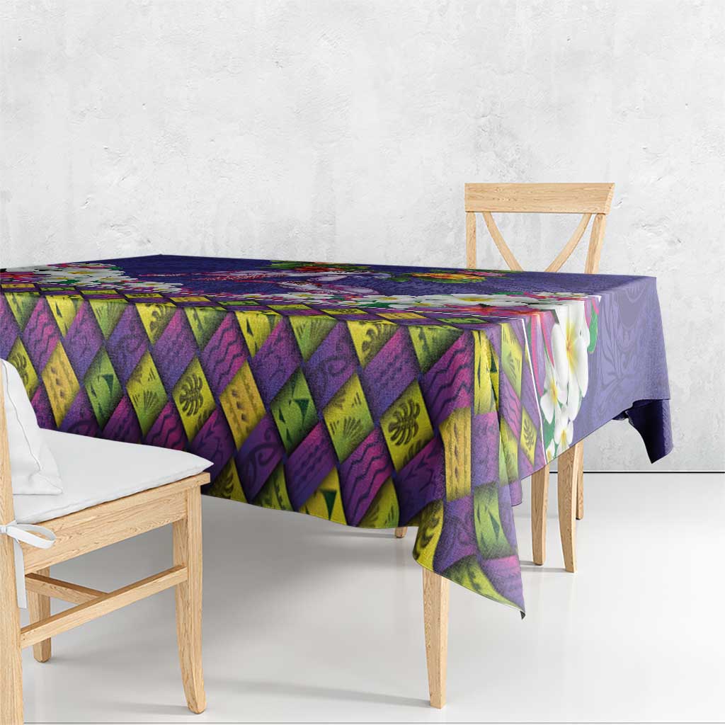 Hawaiian Lei Turtle and Plumeria Tablecloth Polynerian Art Tattoo-Navy Color LT03 - Polynesian Pride