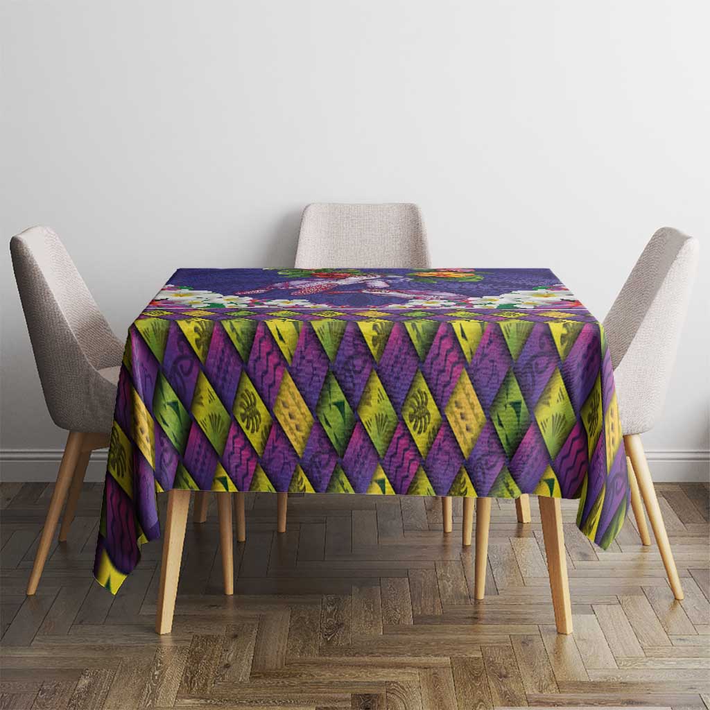 Hawaiian Lei Turtle and Plumeria Tablecloth Polynerian Art Tattoo-Navy Color LT03 - Polynesian Pride