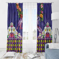 Hawaiian Lei Turtle and Plumeria Window Curtain Polynerian Art Tattoo-Navy Color LT03 - Polynesian Pride