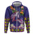 Hawaiian Lei Turtle and Plumeria Zip Hoodie Polynerian Art Tattoo-Navy Color