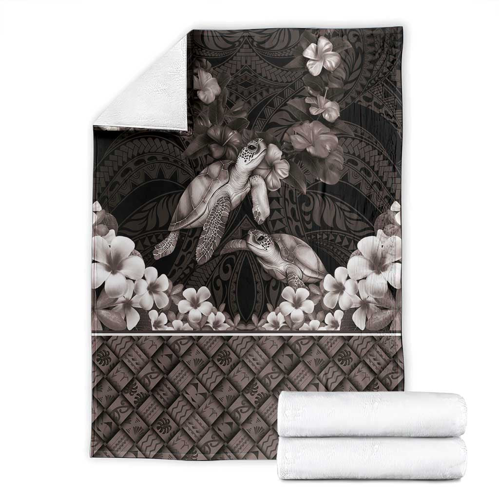 Hawaiian Lei Turtle and Plumeria Blanket Polynerian Art Tattoo-Grayscale Mode LT03 - Polynesian Pride