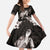 Hawaiian Lei Turtle and Plumeria Family Matching Off The Shoulder Long Sleeve Dress and Hawaiian Shirt Polynerian Art Tattoo-Grayscale Mode