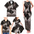 Hawaiian Lei Turtle and Plumeria Family Matching Tank Maxi Dress and Hawaiian Shirt Polynerian Art Tattoo-Grayscale Mode