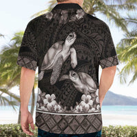 Hawaiian Lei Turtle and Plumeria Hawaiian Shirt Polynerian Art Tattoo-Grayscale Mode LT03 - Polynesian Pride