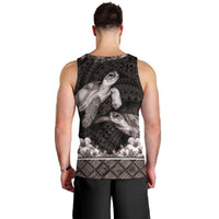 Hawaiian Lei Turtle and Plumeria Men Tank Top Polynerian Art Tattoo-Grayscale Mode LT03 - Polynesian Pride