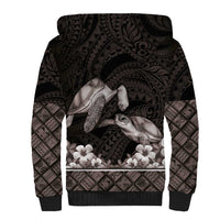 Hawaiian Lei Turtle and Plumeria Sherpa Hoodie Polynerian Art Tattoo-Grayscale Mode LT03 - Polynesian Pride