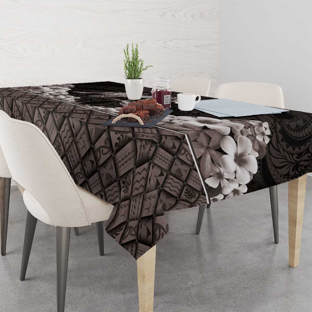 Hawaiian Lei Turtle and Plumeria Tablecloth Polynerian Art Tattoo-Grayscale Mode LT03 - Polynesian Pride