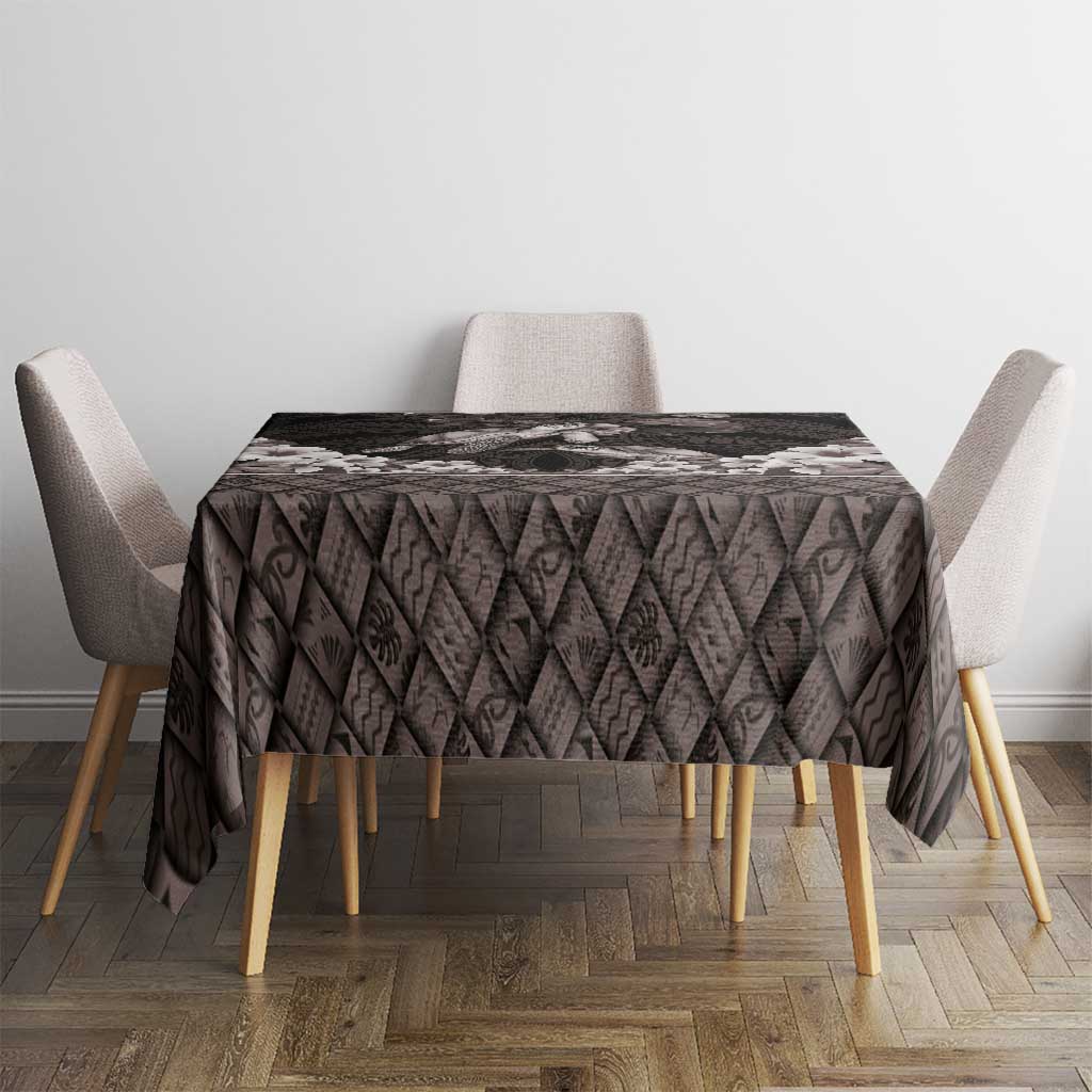 Hawaiian Lei Turtle and Plumeria Tablecloth Polynerian Art Tattoo-Grayscale Mode LT03 - Polynesian Pride